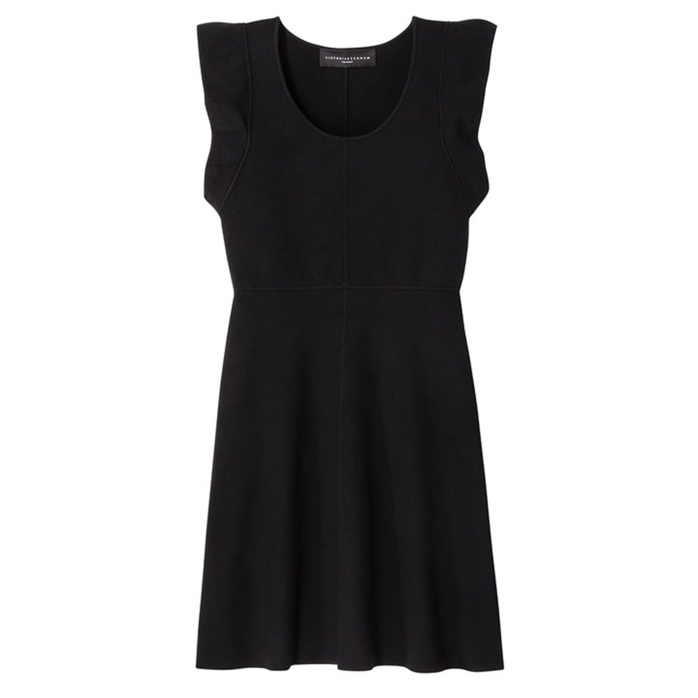 Victoria Beckham for Target Black Ruffle Sleeve Knit Mini Dress Size XS